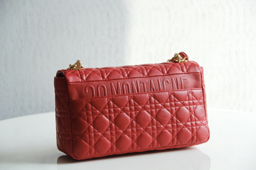 Large Dior Caro Bag Red Supple Cannage Calfskin